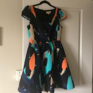 Cute multi-color cap sleeve cocktail dress
